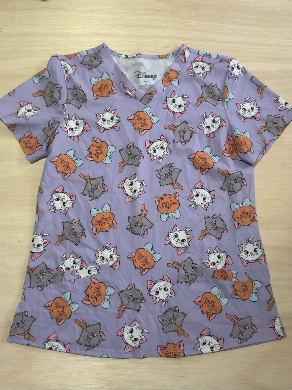 Disney Women's Lavender Cat-Print Tunic Top